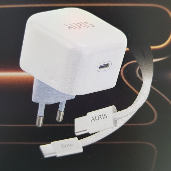 auris ars ch85 45w akıllı akım korumalı usb c hızlı şarj adaptörü
