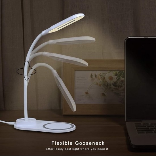 Qi Hızlı kablosuz Şarj ve LED masa lambası