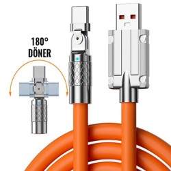 Fioplus180° Dönebilen USB To Type-C 120W Hızlı Sarj Kablosu