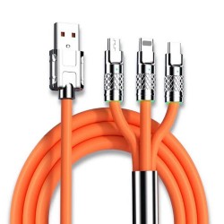 Süper Hızlı Metal 3in1 Şarj Kablosu 120w 6a Type-c iPhone Micro S-219