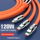 Süper Hızlı Metal 3in1 Şarj Kablosu 120w 6a Type-c iPhone Micro S-219