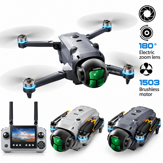 A26 Pro kameralı katlanabilir drone 180 derece zoom lens 1503 brushless motor