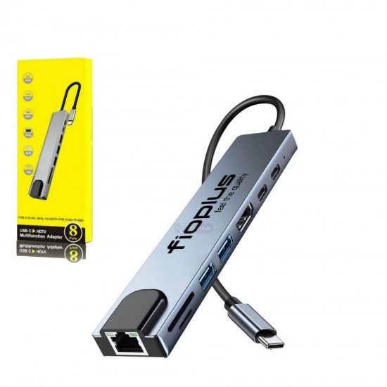 fioplus 8in1 usb-c hub çoklayıcı 4k hdmi ethernet adaptörü