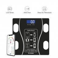 Torima XK-26C Siyah Dijital Baskül Yağ Kas Su Vücut Kitle İndeksi Kilo Ölçer Bluetooth Tartı