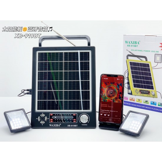 xb 919bt güneş enerjili çift led lambalı fenerli kamp radyosu