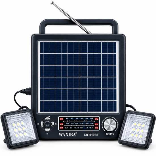 xb 919bt güneş enerjili çift led lambalı fenerli kamp radyosu