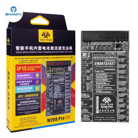 OSS W209 Pro V9 iPhone 6 - 15 Pro Max ve Android Telefonlar için Pil Şarj Aktivasyon Bordu